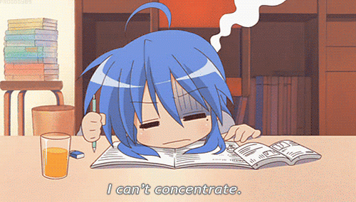 Anime girl studying